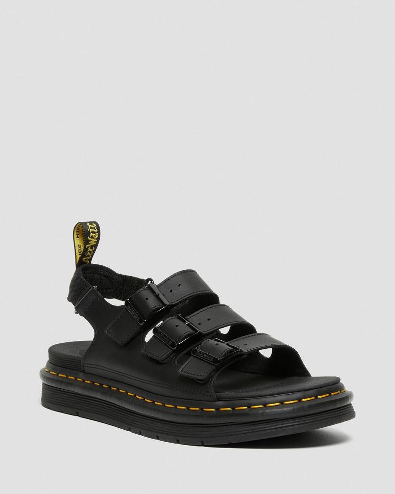 Men\'s Dr Martens Soloman Men\'s Leather Strap Sandals Black | AU 641CTV